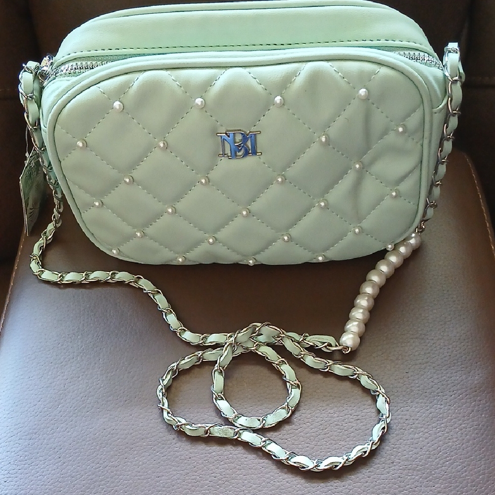 Badgley Mischka Mint Quilted Crossbody Bag